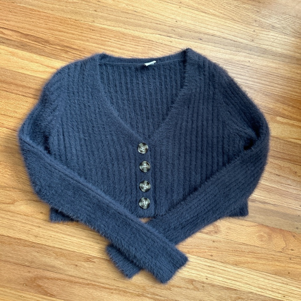 Urban Outfitters Rochelle fuzzy cropped cardigan.